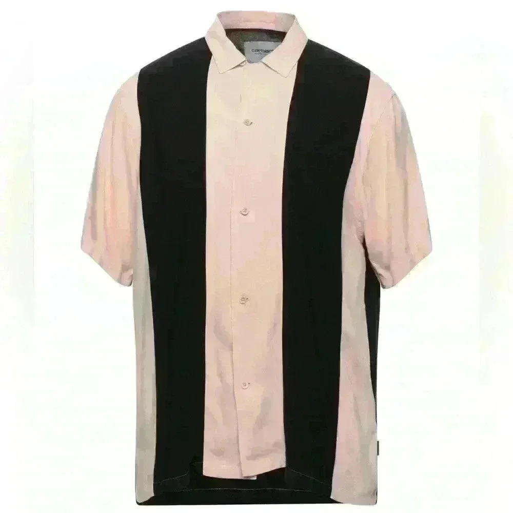 CARHARTT WIP LANE VACATION SHIRT SIZE XS COLOR BLACK/PEACH